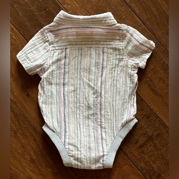 Me & Henry 6/9M Multicolored Pink Helford Onesie Half Button Beach Vacation - Picture 6 of 10